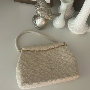 Vintage Off-White Beaded Clutch